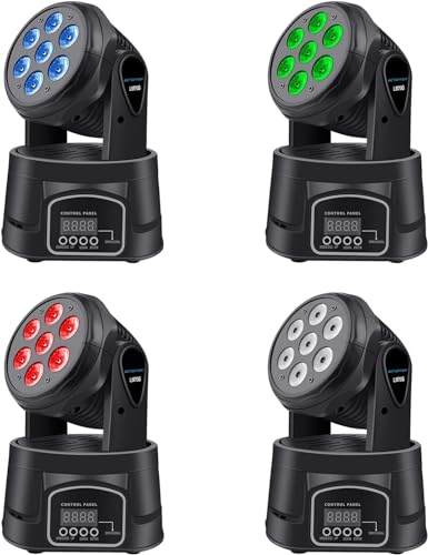Betopper 7x8W Moving Head DJ Lights,RGBW Stage Lighting-4 Packs | 7x8W RGBW LEDs, DMX512/Auto/Sound/Master-Slave, Mini Moving Head Light For Stage, Party, Club, Wedding Event, Festival, Disco