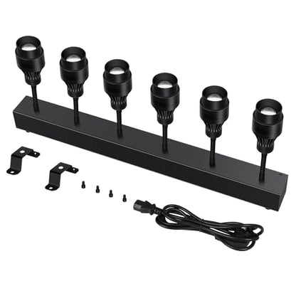 Pinspot Light Bar,6PC LED Pinspot Stage Lights Disco Ball Manual Zoom(15-60 Degree) 3200K Dimmable Warm White DMX Sound Activated Lights for Party Activities Live Show Concert Church Wedding