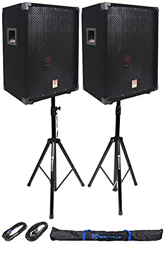 Rockville RSG-10 10" Passive DJ PA Speakers 2-Pack with Stands and Cables