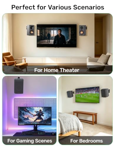 Surround Rear Speaker Wall Mount, Up to 32 lbs, Swivel and Tilt, 2 Pack | Zinc Alloy Mount, Fits Keyhole and Thread Hole, for Small Bookshelf Speakers, Works with Klipsch, LG, Polk, Sony and More - size: 2 Pack