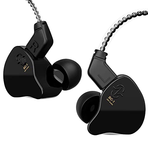 YINYOO CCZ Melody in Ear Monitors Earphones Headphones Wired Earbuds Without Microphone IEM HiFi Bass with 1DD 1BA, Ear fins, 4N OFC Cable for Musicians, Singer, on Stage, Studio (no mic, Dark Black) - color: Dark, size: Without Microphone, style: Without