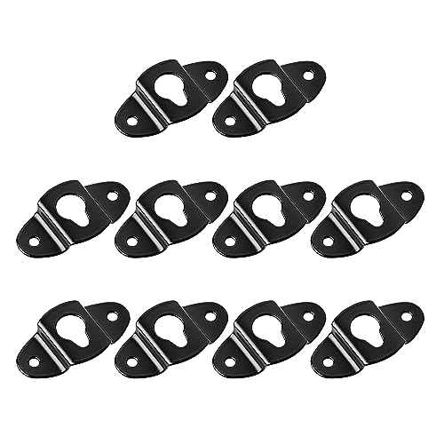 uxcell 10 Pcs Wall Mounting Speaker Hanger Brackets, 4.8cm Long Clothing Rack Iron Hanger Plate Accessories, Speaker Hanging Piece for Surround Sound Box Audio Speaker, Black