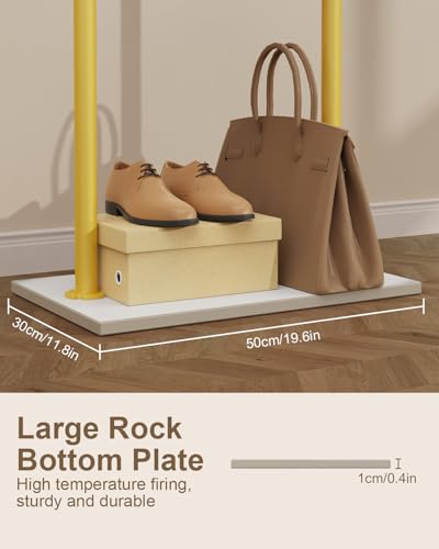 Coat Rack Freestanding, Clothes Rail, 19.7x11.8x68.9 In, Gold | Modern Garment Rack with 2 Hooks and Heavy Rock Slab Base, Industrial Metal Clothing Hanger Stand for Entryway, Living Room - color: Gold, size: 11.8 x 19.7 x 68.9 In