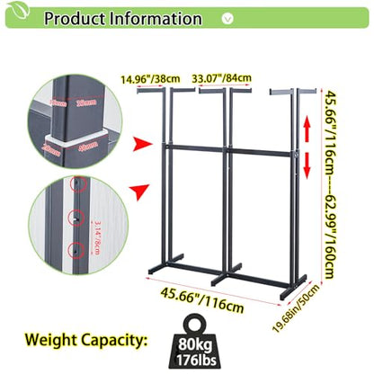 Floor Standing Metal Garment Rack - Heavy Retail Display Racks With Wheels | 6 Arms Clothing Rack, Square Tubing Portable Shirt Racks, Merchandise Display For Hanging Clothes (Silver) - color: Silver