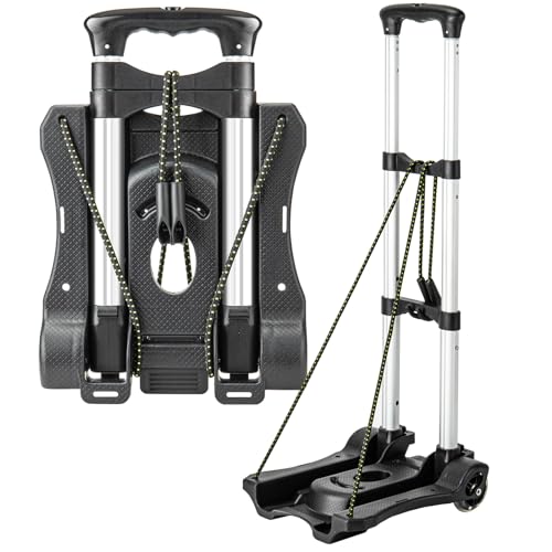 Vsaikeo Small Folding Hand Truck Dolly with 2 Wheels, Foldable Luggage Cart