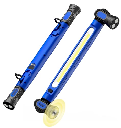 Magnetic Cordless Under Hood Work Light Bar for Mechanics-Blue | Rechargeable 5200mAh Battery, 3000 Lumens, N45 Magnets, 360° Hooks, IP54 Waterproof & IK08 Impact Resistant for Car Repairing - color: Blue