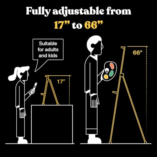 T-Sign 17 to 66 Inch Heavy Duty Easel Stand - Adjustable Metal Tripod Art Easel for Painting and Display, Portable Canvas Stand with Carrying Bag for Artists, Tabletop and Outdoor Use (Black, 1 Pack) - style: 66 Inch Anthracite Black (1 Pack)