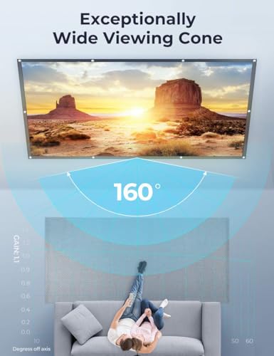 Aurzen 120-Inch Projector Screen, 16:9 4K HD, Foldable Anti-Crease, Portable Double-Sided Screen for Indoor/Outdoor Home Theater & Backyard, White (120 inches) | Foldable Anti-Crease, Portable Double-Sided, Indoor/Outdoor Home Theater & Backyard