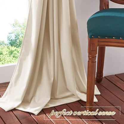 NICETOWN Beige Room Darkening Velvet Curtains 108 inches Long, Luxury Soft Touch Grommet Top Window Treatment Panels for Living Room/Bedroom/Home Theatre (2 PCs) - color: Beige, size: 52"W x 108"L (Pack of 2)