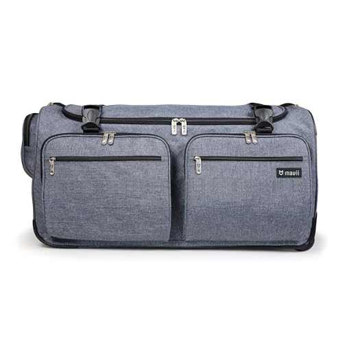Mavii Deluxe Dance Bag with Garment Rack, 28 Inch Rolling Duffel for Competitions & Travel, Patent-Pending Stability Frames, Lightweight Aluminum Rack, Wheeled Upright Luggage, Heathered Gray - color: Grey-Deluxe 28"