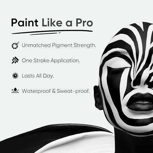 Blue Squid PRO Black and White Face Paint Stick - Waterproof Body Paint For Adults & Kids Eye Black Baseball, Eyeblack Softball -Hypoallergenic Twist-Up Non-Toxic Makeup Stick - Cosplay, Sports & SFX - color: Black & White