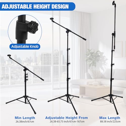 Relaxweex 4 Pcs Tripod Microphone Stand Boom Arm Floor Mic Stand with Carrying Bag and Mic Clips for Singing Stage Wedding Karaoke Church (Classic Style) - style: Classic Style
