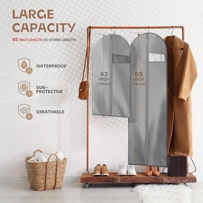 Lazebox Garment Bags for Travel and Closet Storage with Zipper, 65'' Long Dress Bag for Gowns Long - size: 65inch-2 packs-Gray