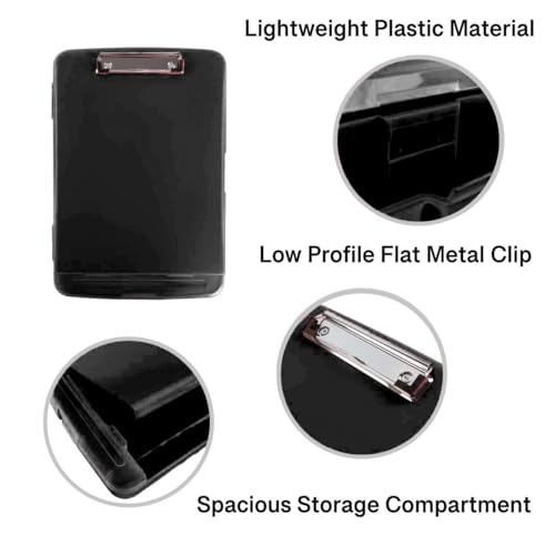 Super Z Outlet Slim Plastic Nursing RN Style Lightweight Coaches Clipboard with Open Foldable Storage, Classroom Teacher College Size (9.5" x 14") (Black, 9.5" x 14") (Pack of 3) - color: Black, size: 9.5" x 14" (Pack of 3)