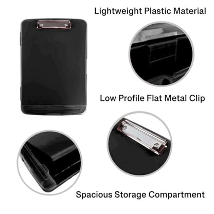 Super Z Outlet Slim Plastic Nursing RN Style Lightweight Coaches Clipboard with Open Foldable Storage, Classroom Teacher College Size (9.5" x 14") (Black, 9.5" x 14") (Pack of 3) - color: Black, size: 9.5" x 14" (Pack of 3)