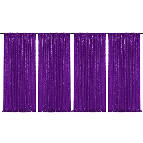 JYFLZQ Purple Sequin Backdrop Curtains for Party 2ft x 4ft 1Panel - color: Purple, size: 2 ft x 8 ft - 4 Panels
