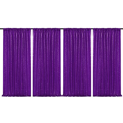 JYFLZQ Purple Sequin Backdrop Curtains for Party 2ft x 4ft 1Panel - color: Purple, size: 2 ft x 8 ft - 4 Panels