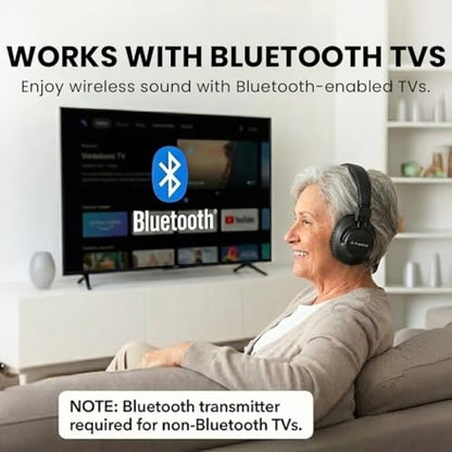Avantree Audition 3 - Bluetooth Over-Ear Headphones with Charging Dock | 50-hour battery, aptX Adaptive and clear calls, compatible with Bluetooth TVs, phones and computers - style: Audition 3