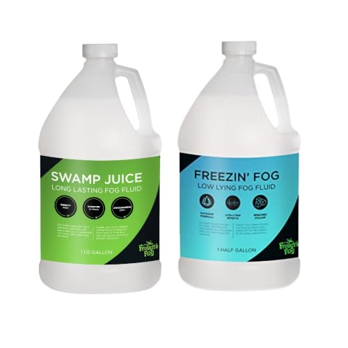 Froggy's Fog Swamp Juice and Freezin Fog Bundle, Ridiculously Long-Lasting Fog Fluid and Low-Lying Fog Fluid for Professional and Home Haunters, Theatrical Effects, and DJs, 2 Gallons