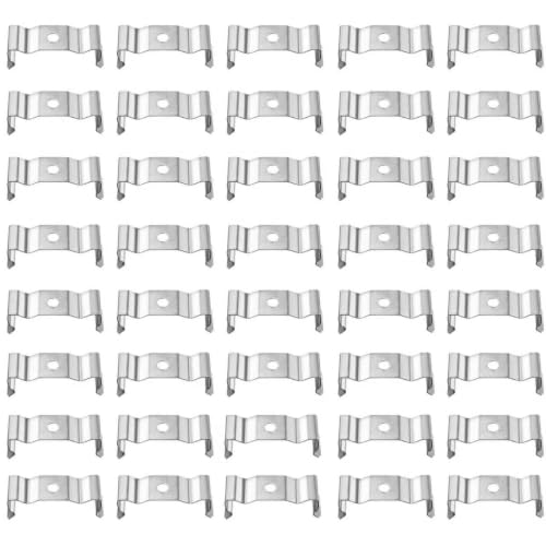 40 Pack T8 Light Clips and Hooks Bracket Hanger, Nickel-Plated Manganese Steel, Mounting Clips for LED Integrated Tube Light Fixture, Indoor & Outdoor Use