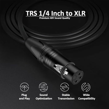 6FT Balanced XLR to 1/4 Audio Cable, Jack 6.35mm (1/4 inch) TRS Male to XLR Female Signal Interconnect Mic Cable for Mixer, Audio Sound Consoles, Power Amplifier - Red - color: Red, size: 6FT/1.8M