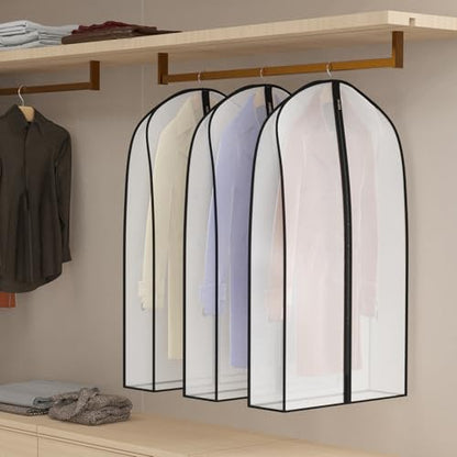Zilink Garment Bags for Leather Coat Suit Bags for Closet Storage 43 in | 7 in Gussted, Wrinkle Free, Breathable, Silky Suit Dust Covers for Hanging Clothes for Leather Clothing Fur Coat Dress, 4Pack - size: 43"-4pcs