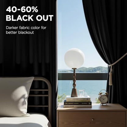 Joydeco Pinch Pleated Velvet Curtains 108 Inch Long 2 Panel Set,Black Velvet Curtains for Living Room Bedroom, Back Tab Thermal Insulated Blackout Drapes with Adjustable Hooks (40”W x108”L,Black) - color: Black, size: 40"W x 108"L (Pack of 2)