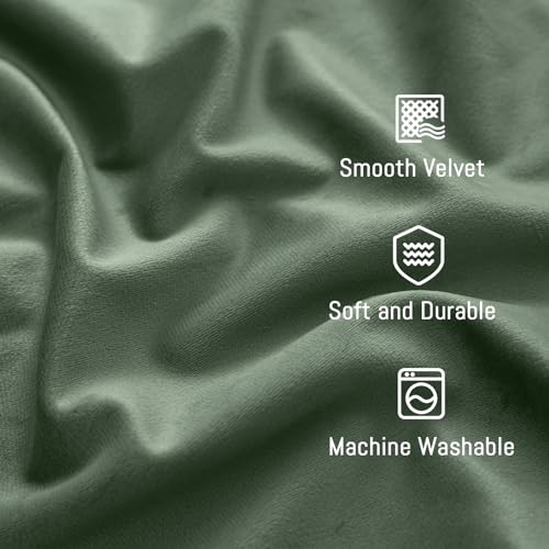 Yakamok Sage Green Room Darkening Velvet Curtains 96 Inch Living Room | Luxury soft velvet, 2 panels 52x96 inch,bedroom study, window drapes rod pocket,light blocking,Thermal Insulated - color: Sage Green, size: 52"W x 96"L (Pack of 2)