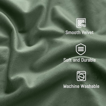 Yakamok Sage Green Room Darkening Velvet Curtains 96 Inch Living Room | Luxury soft velvet, 2 panels 52x96 inch,bedroom study, window drapes rod pocket,light blocking,Thermal Insulated - color: Sage Green, size: 52"W x 96"L (Pack of 2)