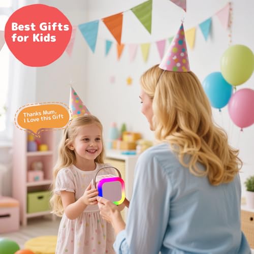 Karaoke Machine for Kids Adults, Mini Karaoke Machine with 2 Wireless Microphones, Portable Bluetooth Speaker with Voice Changing Effects & LED Lights, Best Gifts Toys for Girls and Boys - color: Pink