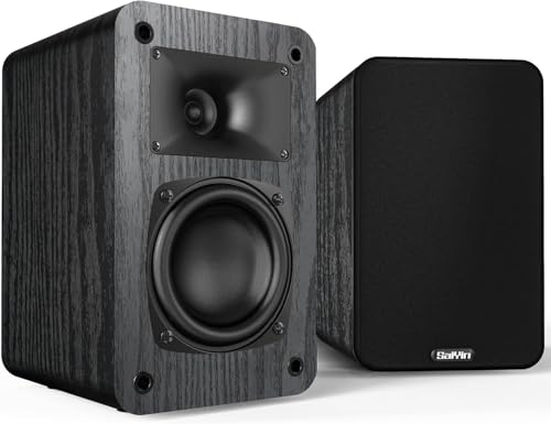 Saiyin 2-Way Passive Bookshelf Speakers 60Hz Bass | 3.5" Woofer & Silk Tweeter,4 Ω,For Home/Office/Theater,Pair (Needs Amplifier or Receiver to Operate) - style: Without speaker wire