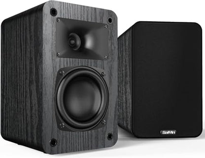 Saiyin 2-Way Passive Bookshelf Speakers 60Hz Bass | 3.5" Woofer & Silk Tweeter,4 Ω,For Home/Office/Theater,Pair (Needs Amplifier or Receiver to Operate) - style: Without speaker wire