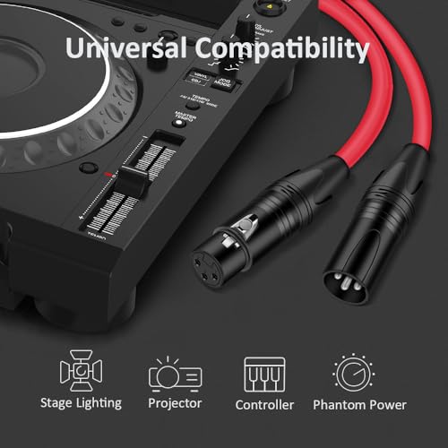 15FT Balanced XLR Male to XLR Female Mic Cable - Red - color: Red, size: 15FT/4.5M