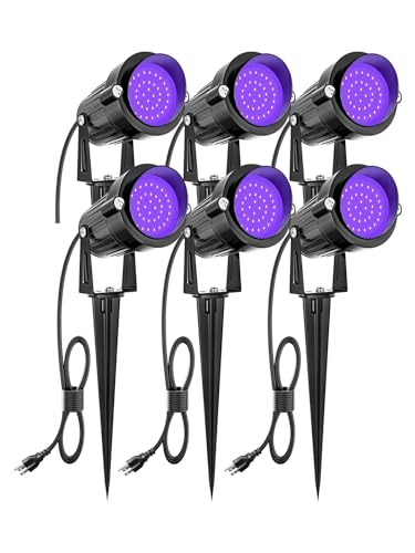 ZUCKEO Blacklight Spotlight Outdoor 15W Halloween Black Light Spot Light with US Plug, IP66 Landscape Black Lights Fixtures for Glow Party Fluorescent Yard Garden House Decorating(6Pack) - size: 6 Pack