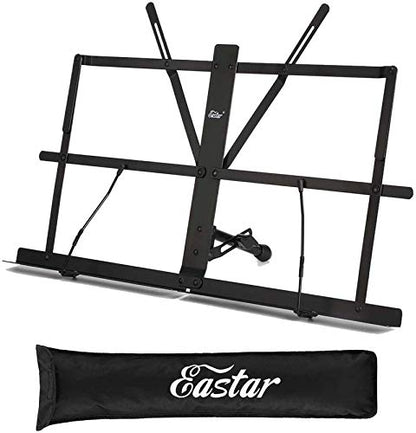 Eastar ESMF-3 Tabletop Music Stand for Sheet Music (Black) | Table Top Desktop Book Stand Folding Portable Sheet Music Stand Adjustable Travel Music Holder Lightweight with Carrying Bag