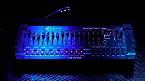 Audiosavings Bundle: Chauvet DJ Intimidator Spot 260X White DMX LED Moving Head Light w/RF Receiver Bundle with Rockville ROCKFORCE 384 Channel Light/Fog DMX Lighting Controller+MIDI Control (2 Items)