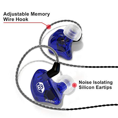BASN Bsinger BC100 in Ear Monitor Headphones,Blue | Universal Fit Noise Isolating IEM Earphones for Musicians Singers Studio Audiophiles - color: Blue