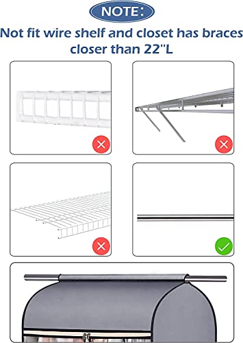 SLEEPING LAMB 60'' Hanging Garment Bags for Closet Storage Sealed Completely Jackets Coats Suits Clothes Rack Cover for Wardrobe with Clear PVC Window, 2 Packs, Grey (Hanging Rod Not Included) - size: 60 inches