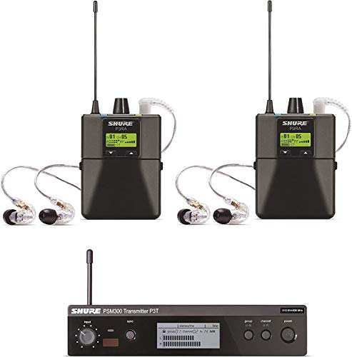 Shure PSM300 P3TRA215TWP Pro Wireless In-Ear Personal Monitor System with SE215-CL Earphones, Twinpack - J13 Band - size: Twinpack, style: J13 Band (566-590 MHz)