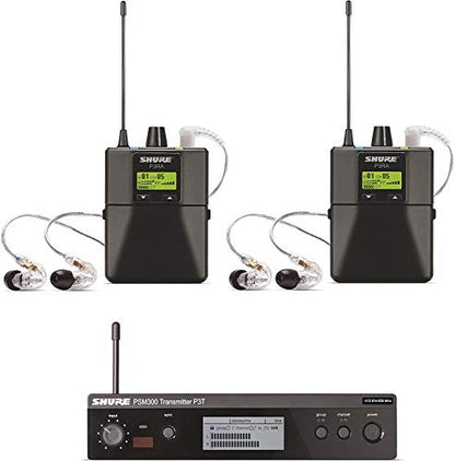 Shure PSM300 P3TRA215TWP Pro Wireless In-Ear Personal Monitor System with SE215-CL Earphones, Twinpack - J13 Band - size: Twinpack, style: J13 Band (566-590 MHz)