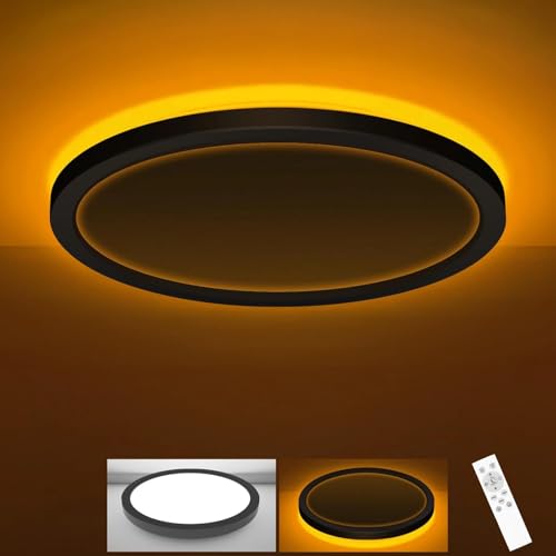 zemty 9 Inch LED Ceiling Light with Night Light 1800K, 3000K/4000K/6500K Dimmable Light Fixtures with Remote Control,15W 1500lm Flush Mount Ceiling Lamp for Bedroom LivingRoom Bathroom Kitchen-Black - color: Black, size: 9in-1Pack