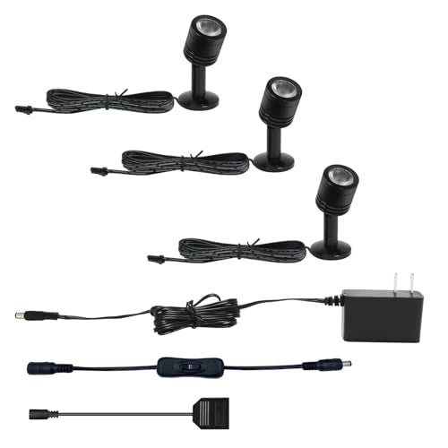 Taysing Mini Indoor Spotlight, 3 Pack, 6000K Plug-in Indoor Display Lights | Small Spot Lights indoor Accent Lights for Display Shelves, Paintings, Plants, Jewelry, Showcase, Under Cabinet - color: Cold White 3 Pack Push Switch