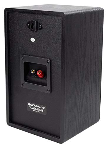 Rockville RockShelf 64B Black 6.5" Home Theater Bookshelf Speakers, Pair | 400W Peak/100W RMS, 4 Ohm, Kevlar Woofer, Silk Dome Tweeter, Wall Mountable, Magnetic Grill, MDF Cabinet - color: Black