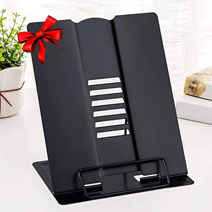 Large Desk Book Stand Metal Reading Rest Book Holder Adjustable Document Cookbook Holder Portable Bookstands for Recipes Textbooks Music Books Birthday Gift for Age 3,4,5,6,7,8,9,10+ Boys Girls(Black) - color: Black