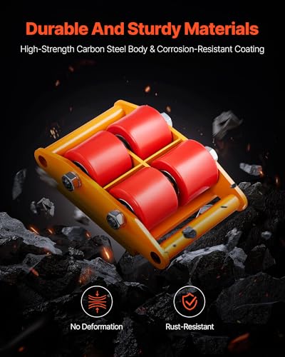 VEVOR 4PCS Machinery Skates Dollies, 17,637 lb Heavy Duty Equipment Moving Skates with 4 PU Wheels, 360° Rotation Non-Slip Cap, Low-Profile Industrial Mover Rollers for Factory, Warehouse, Workshop - size: 4 Packs-PU Wheels