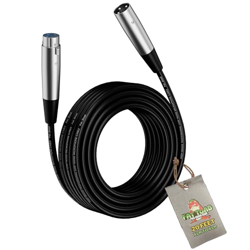 Fat Toad 20FT XLR Microphone Cable (ShieldedPRO X Series) – Balanced Audio Patch Cord with Male to Female Lo-Z Connectors for Studio, Mixer & Stage Gear - size: 1- Pack