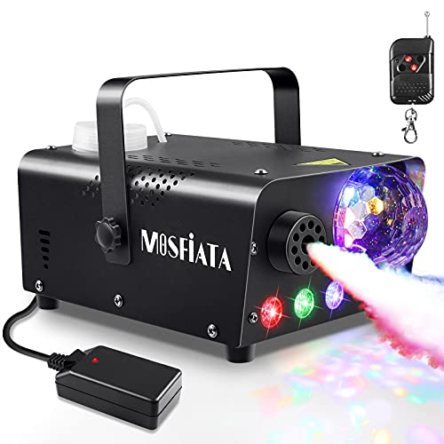MOSFiATA Fog Machine with Disco Light 600W Smoke Machine RGB LED lights, 2500 CFM Spray, Remote Control, Perfect for Halloween, Christmas, Wedding, Party, Club, DJ Stage Effect
