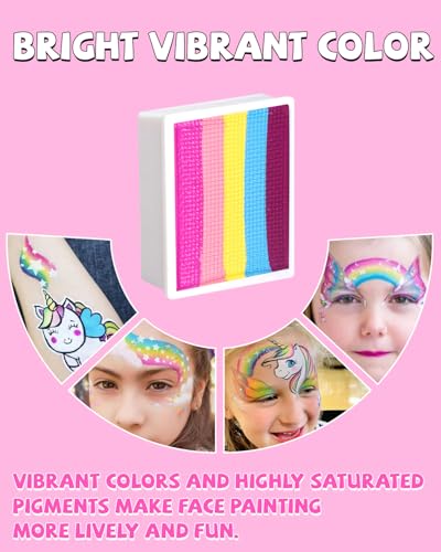 Anka Bella Professional Face Painting Kit，Water Activated Non Toxic | water based,for sensitive skin,washable,with brushe and stencil,easy to remove,hypoallergenic,for halloween/parties,12X10gm - color: Rainbow Valley set