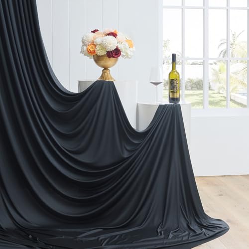50ftx12ft Black Backdrop Curtain for Wedding Party 10 Panels 5×12FT Tall - color: Black, size: 50ftx12ft (10 Panels W5'xH12')