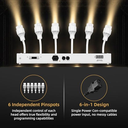 180W Warm Yellow LED Pinspot Light Bar&160W 6PC RGBW 4IN1 LED Stage Pinspot Light Bar 15°~60° Manual Zoom for Party Wedding Church Stage DJ Club Bar